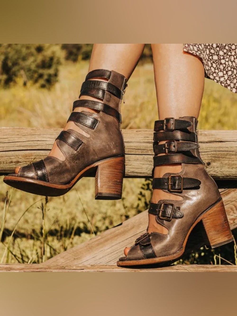 Freebird by Steven Bond Stone Leather Gladiator Buckle Sandals | Size 8 NWOB - Picture 13 of 14